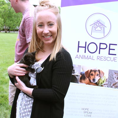 employee participating in animal rescue volunteering